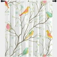 thumbnail image 4 of Birds Rod Pocket Blackout Curtains Spring Retro Flowers Colorful Birds Design Thermal Insulated Room Darkening Curtain Drapes for Kitchen W55 x L63 Inch, 4 of 5