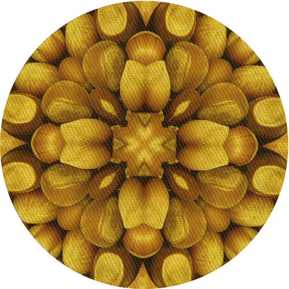 Ahgly Company Machine Washable Indoor Round Transitional Mahogany Brown Area Rugs, 5' Round