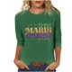 thumbnail image 1 of 3/4 Manga Tops para las Mujeres Carnaval Impreso Cuello Redondo Blusa Casual, Cómoda Mezcla de Poliéster Spandex para el Hogar Y el Uso Diario, 1 of 6