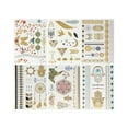 thumbnail image 1 of Wrapables® Celebrity Inspired Temporary Tattoos in Metallic Gold Silver and Black (6 Sheets), Large, Feathers & Floral, 1 of 8