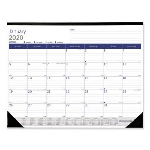 Blueline REDC177227 22 x 17 in. DuraGlobe Monthly Desk Pad Calendar, White