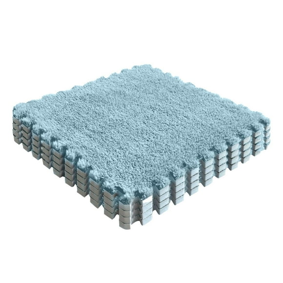 Plush Foam Puzzle Floor Mat for Bedroom and Living Room, 1CM Thick Suede, Soft Washable Non-Slip Carpet, Easy Cut and Connect for Bedside or Kids Play Area