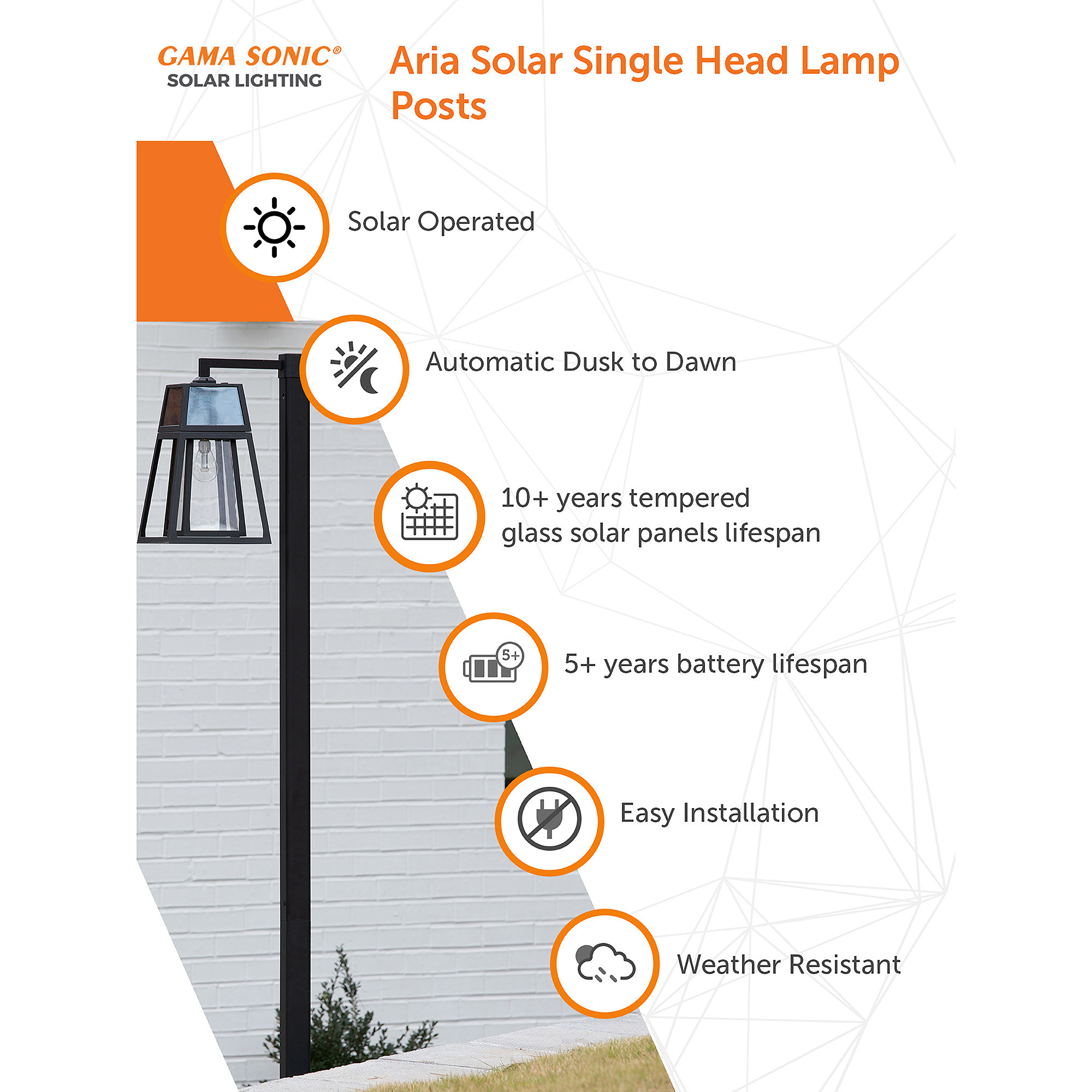 Aria 98 in. 1-Light Black Aluminum Solar Outdoor Commercial Waterproof Post Light Set with LED Light Bulb Included