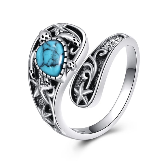 Turquoise Spoon Turtle Rings for Women S925 Sterling Silver Turquoise Ring Jewelry Gift