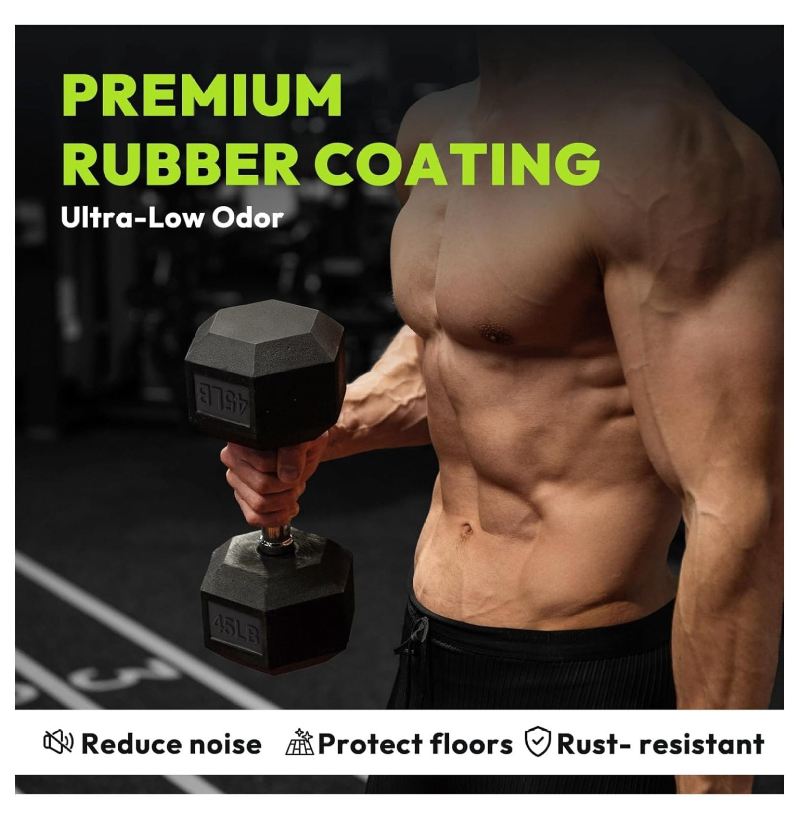 Hex Dumbbell Set 2.5-65 lb, Rubber Encased Hex Dumbbells for Home Gym, Weights Dumbbells Set of 2 Hand Weights for Strength Training & Fitness Exercise