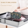 thumbnail image 3 of FORMRS Makeup Bag Travel Cosmetic Organizer for Women Fold Flat Zipper Pouch with Handle, Navy Blue Peacock Pattern, 3 of 8