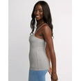 thumbnail image 3 of Hanes Women's Stretch Cami with Built-In Shelf Bra Grey Heather L, 3 of 5