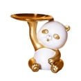 thumbnail image 3 of Multipurpose Panda Figurine Holding Storage Tray Statue Desk Sundries Container Aureate and White, 3 of 9