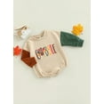 thumbnail image 3 of Bagilaanoe Newborn Baby Girl Boy Thanksgiving Romper Sweatshirt Long Sleeve Bodysuit Letter Turkey Print Pullover 3M 6M 12M 18M Infant Casual Tee Tops, 3 of 8
