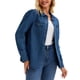 thumbnail image 1 of BLUSA CHIC para Mujeres de Mezclilla con Mangas Largas Abullonadas y Botones, Camisa con Bolsillo, Top Casual de Jeans S Azul Oscuro, 1 of 6