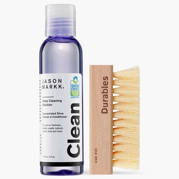 Jason Markk Sneaker Cleaner Essential Kit, Includes Cleaning Solution & Durables Brush, Gray, One Size, 2 Piece