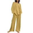 thumbnail image 2 of pstuiky Pajamas for Women Set, Women Print Short Sleeve Round Neck Blouses Shirts Sets and Long Pants Loose Fit Stylish Oversized Pajama Sets Loungewear Sets for Women Yellow L, 2 of 6