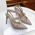 thumbnail image 5 of Summer Luxury Women's Gladiator Pointed Sandals Leather Matte Roman Fashion Metal Rivet Pumps Party Versatile Women's High Heels, 5 of 5
