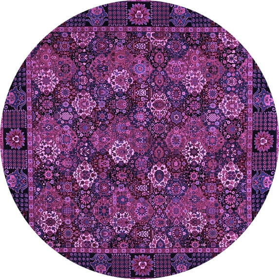 Ahgly Company Indoor Round Persian Purple Traditional Area Rugs, 4' Round