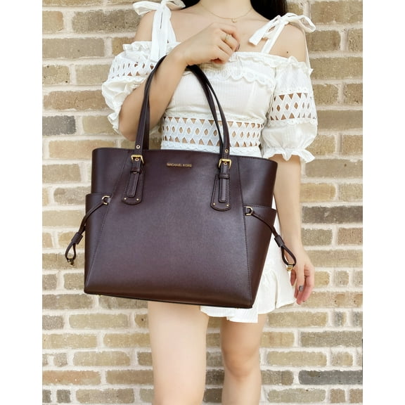 Michael Kors Voyager Large East West Carryall Tote Barolo Leather