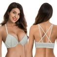 thumbnail image 5 of Curve Muse Womens Push Up Add 1 and a half Cup Underwire Halter Front Close Bras -2PK-LIGHT GREY,RUST-34B, 5 of 7