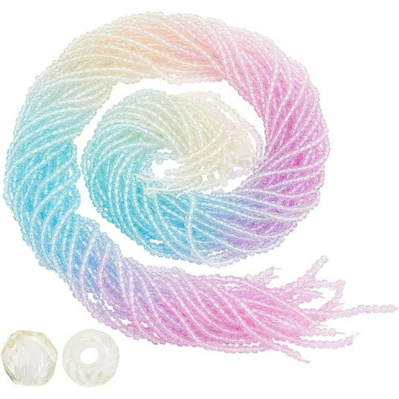 3720Pcs 2mm Faceted Glass Beads 20 Strands Tiny Loose Spacer Beads Beads Small Faceted Gemstone Strands for Bracelets Jewelry Making (Blue Gradient Mix) for diy