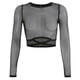 thumbnail image 1 of Women Long Sleeve Mesh Crop Top Hollow Out Fishnet for Cross Tie Back Slim T-Shi Black L, 1 of 4