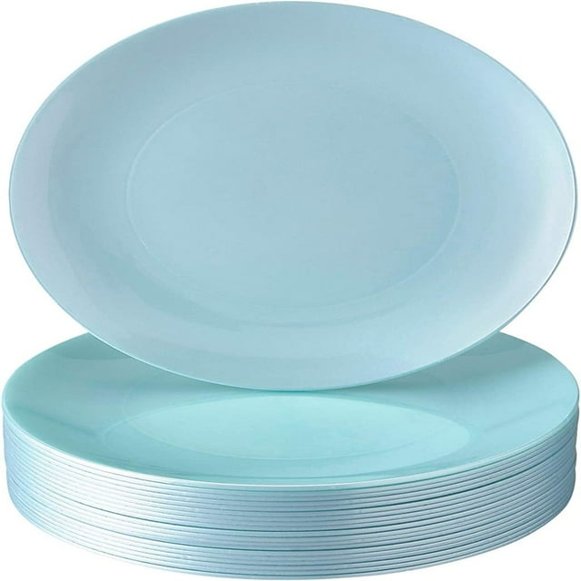 YOPTOP 10 Pcs Assiettes Jetables en Plastique au Design Moderne pour Fête, Service de Table Jetable Robuste 10,25” Vaisselle en Plastique Aspect Porcelaine Fine, Idéal pour Baby Showers, Mariages, Anniversaires, Menthe