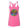 thumbnail image 2 of Wild Bobby Colorful Mushroom Retro Puff Print Fashion Tri-Blend Racerback Tank Top, Vintage Pink, X-Large, 2 of 6
