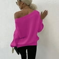 thumbnail image 5 of Chaquetas acolchada para mujer Mujeres fuera del hombro Pullover manga larga suelta tejido sólido color sin espalda Tunic (Morado, S), 5 of 5