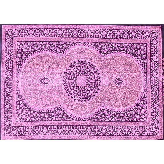 Ahgly Company Indoor Rectangle Medallion Pink Traditional Area Rugs, 7' x 9'