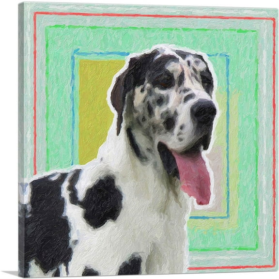 ARTCANVAS Great Dane Dog Breed Colorful Squares Canvas Art Print - Size: 18" x 18" (0.75" Deep)