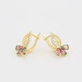 thumbnail image 3 of Aretes Hoja Flor Swarovski Flor Topacio Fuego Oro 14K Lam dorado Unitalla, 3 of 7