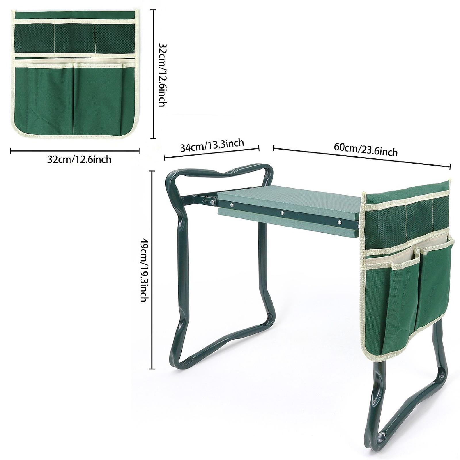 Foldable Garden Kneeler Seat with Soft EVA Foam Pad and Tool Pouch Sturdy Steel Bench for Gardening
