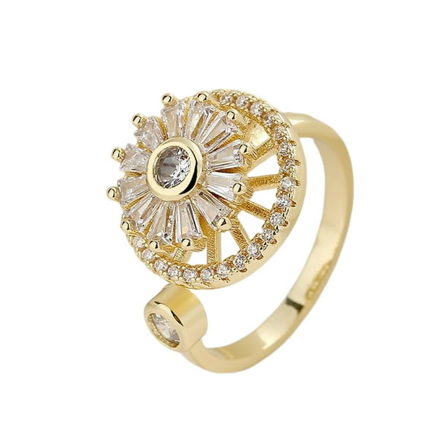 Minnieouse Anillo ajustable con apertura de moda para niña, anillos de decoración personalizados, joyería de circón para boda, fiesta, fiesta, viaje Ropa, zapatos y accesorios Miscelánea Oro Minnieouse AP018191-02