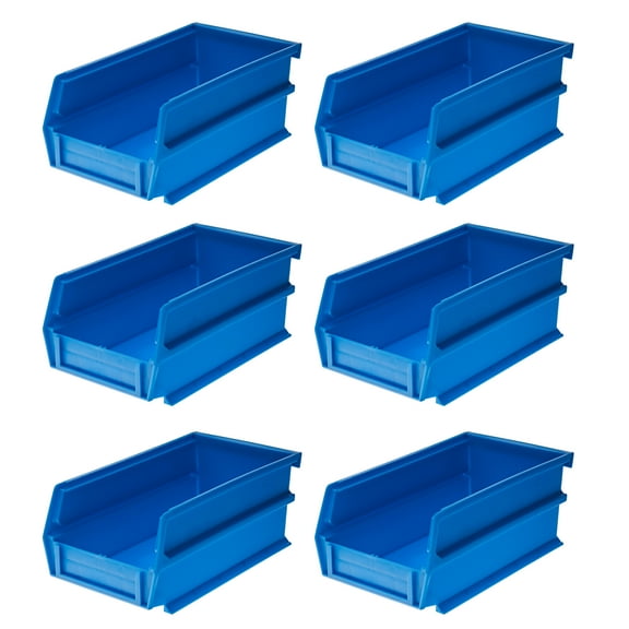 Triton Products® 7-3/8 In. L x 4-1/8 In. W x 3 In. H Blue Stacking, Hanging, Interlocking Polypropylene Bins, 6 CT