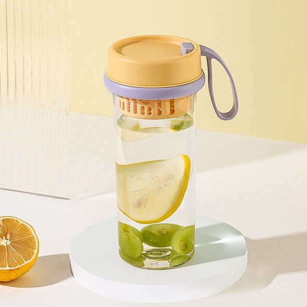 Botella de agua deportiva de 500ml | Vaso de plástico esmerilado a prueba de fugas | Separador de té | Copa portátil de hidratación para viajes | Matraz antideslizante y duradero para gimnasio al