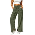 thumbnail image 6 of Ozmmyan Wide Leg Sweatpants for Womens Corduroy Drawstring Elastic Waist Flare Trousers with Pockets Split Hem Fall Winter Casual Solid Color,S-2XL, 6 of 6