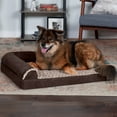 thumbnail image 4 of FurHaven Pet Products Two-Tone Faux Fur & Suede Memory Top Deluxe Chaise Lounge Pet Bed for Dogs & Cats - Espresso, Large, 4 of 13