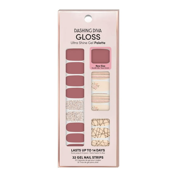 Dashing Diva Gloss Ultra Shine Gel Nail Strips 34 tiras y lima de uñas (edición interior)