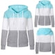 thumbnail image 1 of ICHUANYI Clearance Women Casual Long Sleeve Thin Zip Contrast Hood Patchwork Hoodies Jacket Coat(Gray, XL) ICHUANYI WER2023081202485, 1 of 6