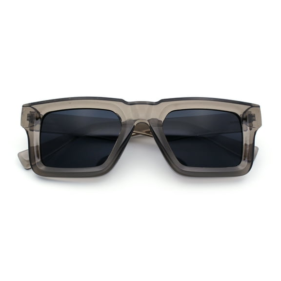 Nostalgic Chunky Thick Horn Rim Narrow Rectangle Plastic Hipster Sunglasses Slate Black