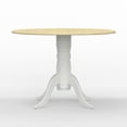 thumbnail image 4 of 3-PC - 42" Round Double Drop-Leaf Dining Table in White/Natural + White Cross Back Dining Chairs Dining Set, 4 of 10