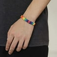 thumbnail image 4 of 2Pcs Rainbow Pride Bracelet Handmade Braided Friendship String Bracelet for Gay & Lesbian LGBTQ Wristband Adjustable Size - black, 4 of 6