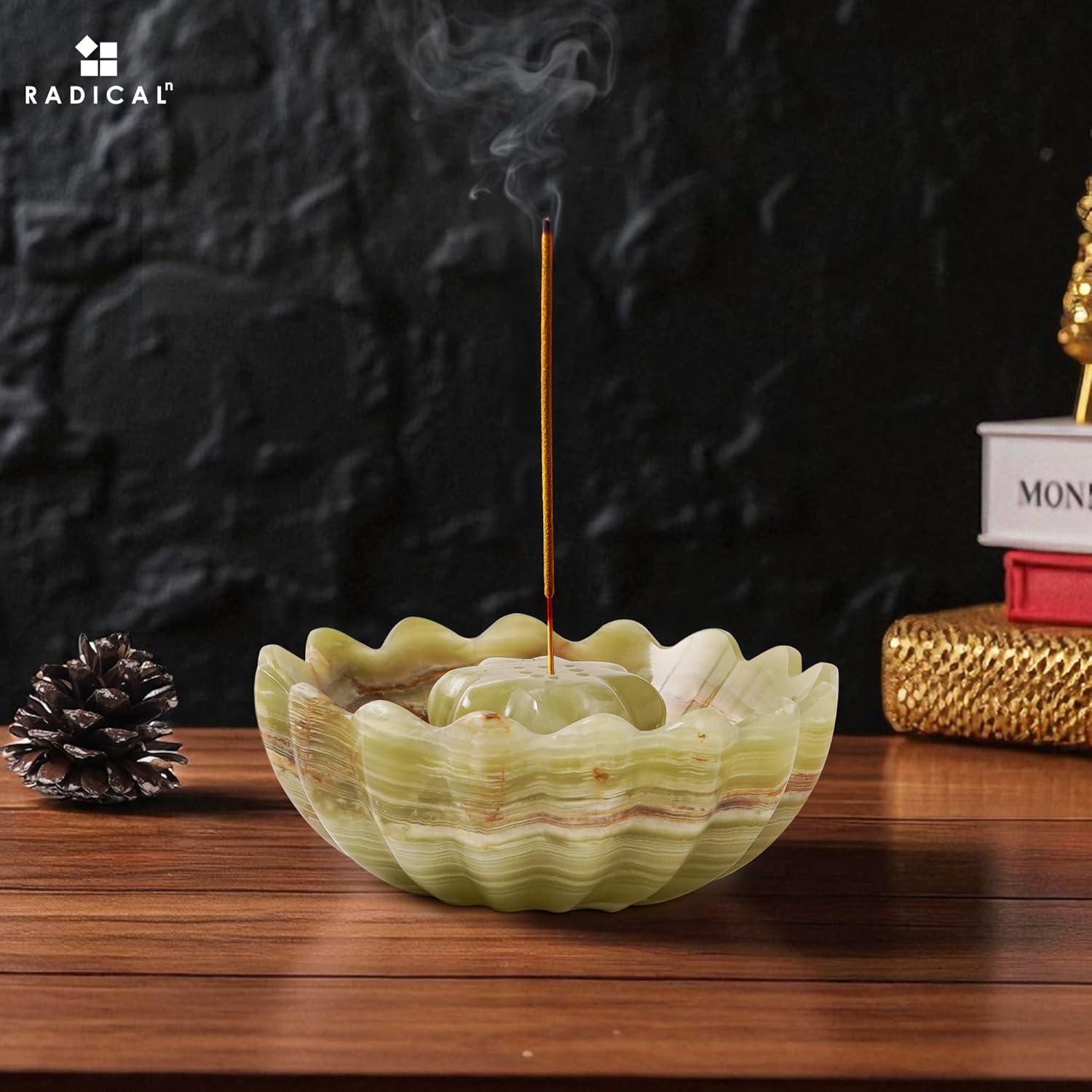 Radicaln Marble Incense Holder 5.5 inches Green Handmade Incense Stick Holder for Palo Santo Holder, Ideal Marbles Ashtray and Incense Holder Marble for Bedroom