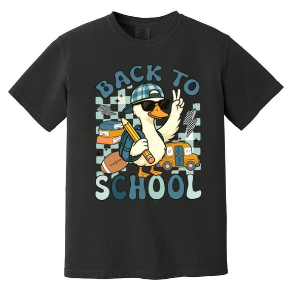 Cute Duck Checkered Back To School First Day For Boys Comfort Color T-Shirt, Unisex, up to size 4XL