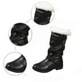 thumbnail image 6 of Christmas Santa Claus Boots Men's Wide Calf Santa Combat Boots with White Plush Cuffs Foot Bells Buckle Strap With Belt Buckle Collar Lined Ankle Booties For Cold Weather Comfort, 6 of 8