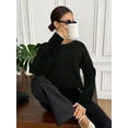 thumbnail image 3 of Womens Fashion Casual Big Round Neck Sweater Bow Knit Pullover Fall Winter Trendy Long Sleeve Top Comfortable Daily Wear Black 2XL, 3 of 5