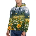 thumbnail image 3 of Honeii Mountain Daisy Meadow Pattern Mens Hoodies Men's Loose Sleeve Sweatshirt,Pullover Hooded Sweatshirt for Men,Essentials Hoodie-Small, 3 of 7
