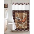 thumbnail image 6 of No Hook Shower Curtain with Snap in Liner, Retro Grey Brown Horses Waterproof Bath Curtain Double Layers with See Through Top Window, Vintage Western Stars Texture Hotel Shower Curtains 36x72in, 6 of 9