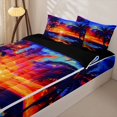 thumbnail image 3 of jejeloiu Tropical Sunset Zipper Full Size Comforter Sets with Fitted Sheet and 2 Pillowcases For Girls,Beach Palm Print Zipper Bedding Set,Multicolor,Black Reversible,4 Pieces, 3 of 7