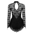 thumbnail image 7 of MSemis Women's Floral Lace Long Sleeve Figure Ice Skating Dress, 7 of 7
