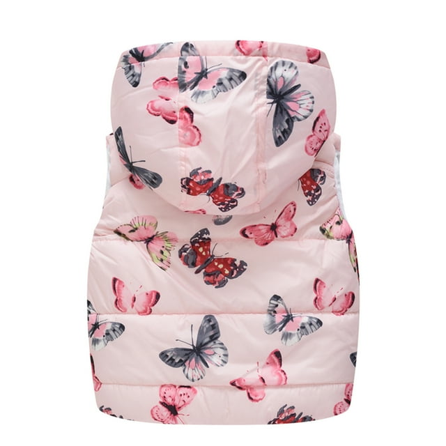 Gilet Sans Manches Coupe-Vent Mignon à Motif de Dessin Animé pour Bébé Fille