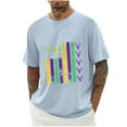thumbnail image 2 of Jinhomg Mens Funny Party Tee Shirt 2025 Fashion Mardi Gras Print Tops Big and Tall Casual Short Sleeve Crew Neck Holiday T-Shirts Tuesday Carnival Wear Deal of The Day Prime Today Light Blue XXXL, 2 of 4