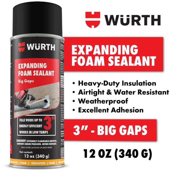 Würth Expanding Foam Sealant for Big Gaps up to 3 inches, 12oz Can, Insulating Spray Foam